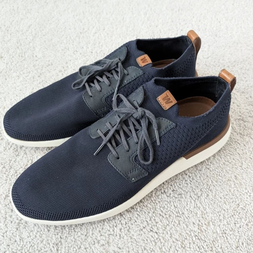 WOLF & SHEPHERD Navy Blue SwiftKnit Lace Up Derby Shoes Mens 13 - Picture 1 of 9